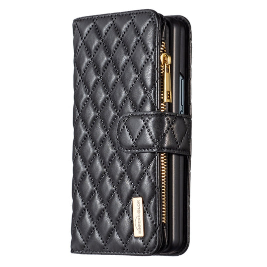 Diamond Lattice Zipper Wallet Leather Flip Phone Case, For Samsung Galaxy Z Fold4