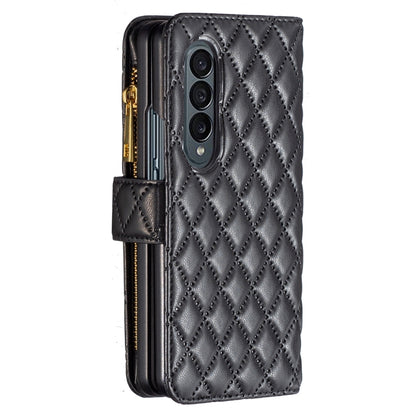 Diamond Lattice Zipper Wallet Leather Flip Phone Case, For Samsung Galaxy Z Fold4