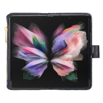 Diamond Lattice Zipper Wallet Leather Flip Phone Case, For Samsung Galaxy Z Fold4