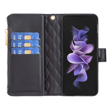 Diamond Lattice Zipper Wallet Leather Flip Phone Case, For Samsung Galaxy Z Fold4