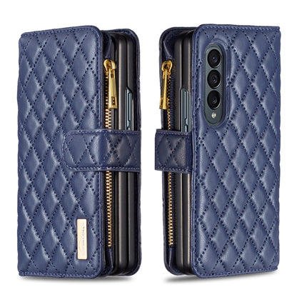 Diamond Lattice Zipper Wallet Leather Flip Phone Case, For Samsung Galaxy Z Fold4