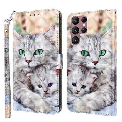3D Painted Leather Phone Case, For Samsung Galaxy S22 5G, For Samsung Galaxy S22+ 5G, For Samsung Galaxy S22 Ultra 5G