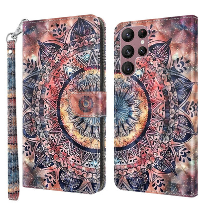 3D Painted Leather Phone Case, For Samsung Galaxy S22 5G, For Samsung Galaxy S22+ 5G, For Samsung Galaxy S22 Ultra 5G