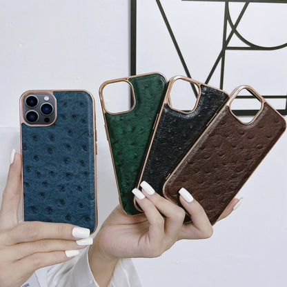 Genuine Leather Ostrich Texture Nano Case, For iPhone 13 Pro, For iPhone 13 Pro Max, For iPhone 13, For iPhone 14 Plus, For iPhone 14 Pro Max, For iPhone 14 Pro, For iPhone 14