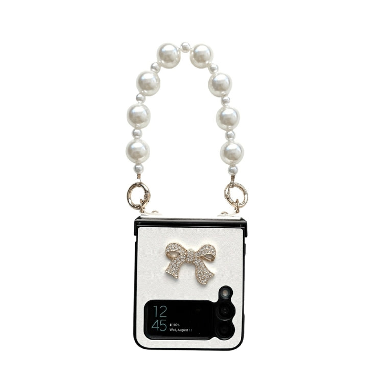 Pure Color TPU Phone Case with Hinged & Pearl Bracelet, For Samsung Galaxy Z Flip3 5G, For Samsung Galaxy Z Flip4