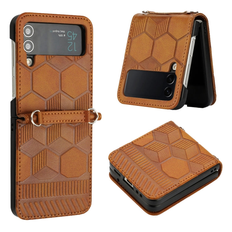 Football Texture Leather Phone Case, For Samsung Galaxy Z Flip3 5G, For Samsung Galaxy Z Flip4