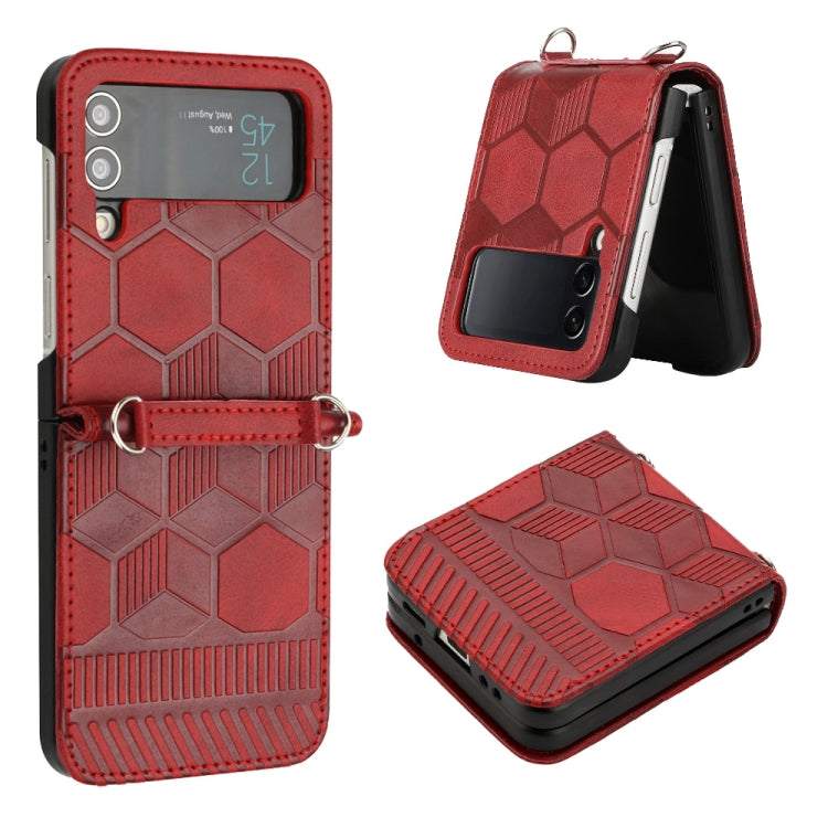 Football Texture Leather Phone Case, For Samsung Galaxy Z Flip3 5G, For Samsung Galaxy Z Flip4