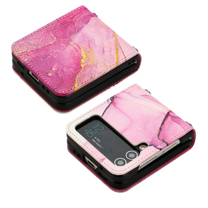 Marble Pattern Leather Phone Case, For Samsung Galaxy Z Flip3 5G, For Samsung Galaxy Z Flip4