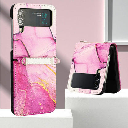 Marble Pattern Leather Phone Case, For Samsung Galaxy Z Flip3 5G, For Samsung Galaxy Z Flip4