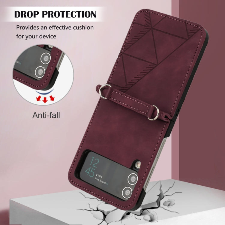 3D Embossed Leather Phone Case, For Samsung Galaxy Z Flip3 5G, For Samsung Galaxy Z Flip4