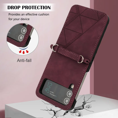 3D Embossed Leather Phone Case, For Samsung Galaxy Z Flip3 5G, For Samsung Galaxy Z Flip4