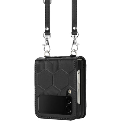 Crossbody Football Texture Leather Phone Case, For Samsung Galaxy Z Flip3 5G, For Samsung Galaxy Z Flip4