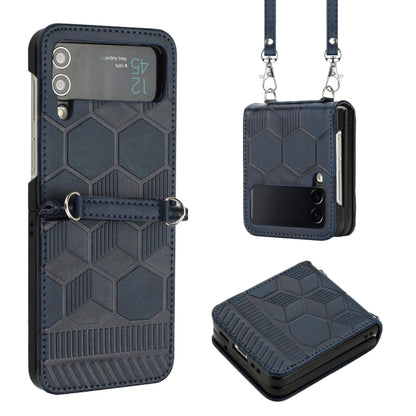 Crossbody Football Texture Leather Phone Case, For Samsung Galaxy Z Flip3 5G, For Samsung Galaxy Z Flip4