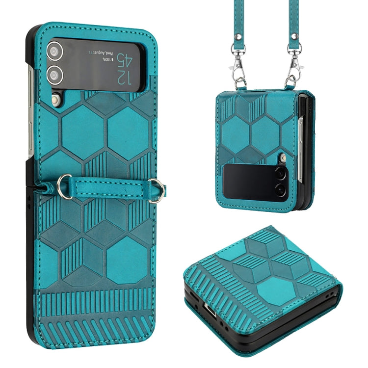 Crossbody Football Texture Leather Phone Case, For Samsung Galaxy Z Flip3 5G, For Samsung Galaxy Z Flip4