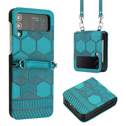 Crossbody Football Texture Leather Phone Case, For Samsung Galaxy Z Flip3 5G, For Samsung Galaxy Z Flip4
