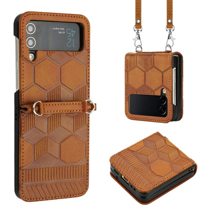 Crossbody Football Texture Leather Phone Case, For Samsung Galaxy Z Flip3 5G, For Samsung Galaxy Z Flip4