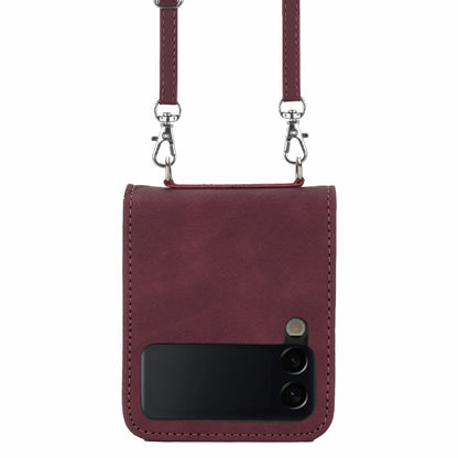 Crossbody 3D Embossed Leather Phone Case, For Samsung Galaxy Z Flip3 5G, For Samsung Galaxy Z Flip4