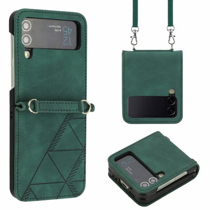 Crossbody 3D Embossed Leather Phone Case, For Samsung Galaxy Z Flip3 5G, For Samsung Galaxy Z Flip4