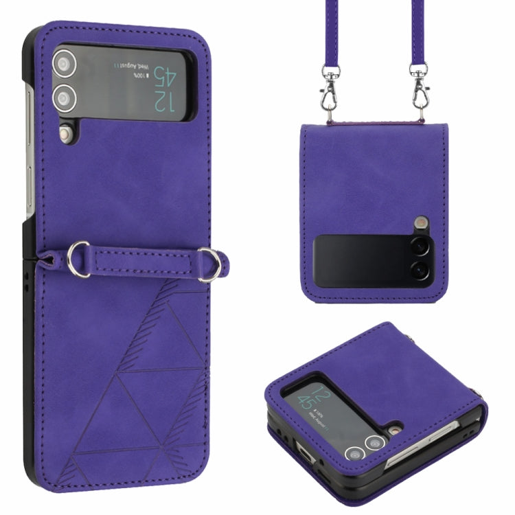 Crossbody 3D Embossed Leather Phone Case, For Samsung Galaxy Z Flip3 5G, For Samsung Galaxy Z Flip4