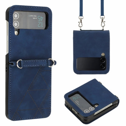 Crossbody 3D Embossed Leather Phone Case, For Samsung Galaxy Z Flip3 5G, For Samsung Galaxy Z Flip4