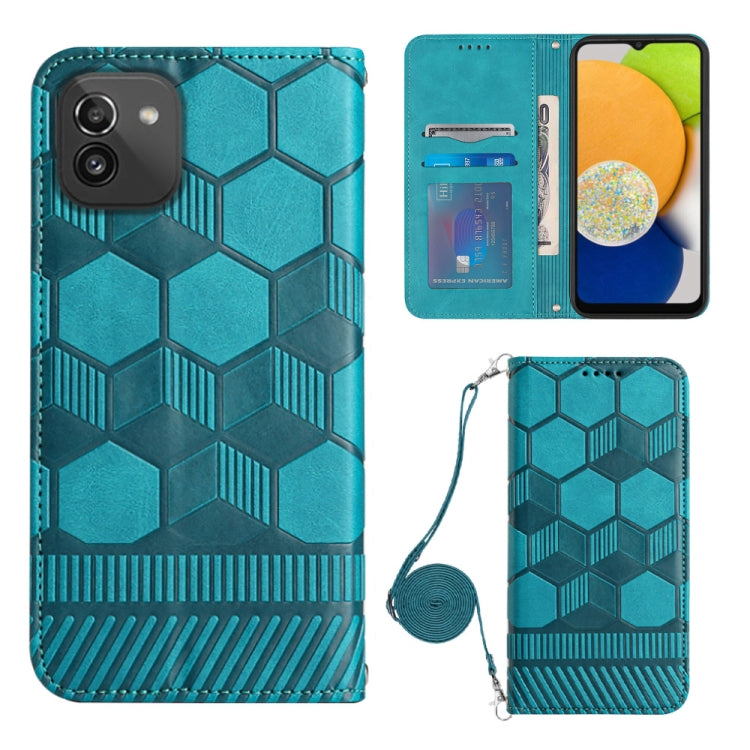 Crossbody Football Texture Magnetic PU Phone Case, For Samsung Galaxy A03 164mm, For Samsung Galaxy A03 166mm, For Samsung Galaxy A03S 164mm India, For Samsung Galaxy A03S 165.8mm US, For Samsung Galaxy A03S 166.5mm EU, For Samsung Galaxy A12 5G/M12/F1...