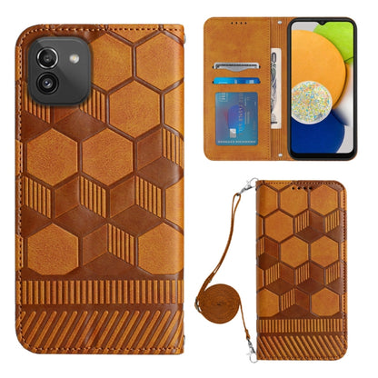 Crossbody Football Texture Magnetic PU Phone Case, For Samsung Galaxy A03 164mm, For Samsung Galaxy A03 166mm, For Samsung Galaxy A03S 164mm India, For Samsung Galaxy A03S 165.8mm US, For Samsung Galaxy A03S 166.5mm EU, For Samsung Galaxy A12 5G/M12/F1...
