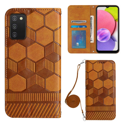 Crossbody Football Texture Magnetic PU Phone Case, For Samsung Galaxy A03 164mm, For Samsung Galaxy A03 166mm, For Samsung Galaxy A03S 164mm India, For Samsung Galaxy A03S 165.8mm US, For Samsung Galaxy A03S 166.5mm EU, For Samsung Galaxy A12 5G/M12/F1...