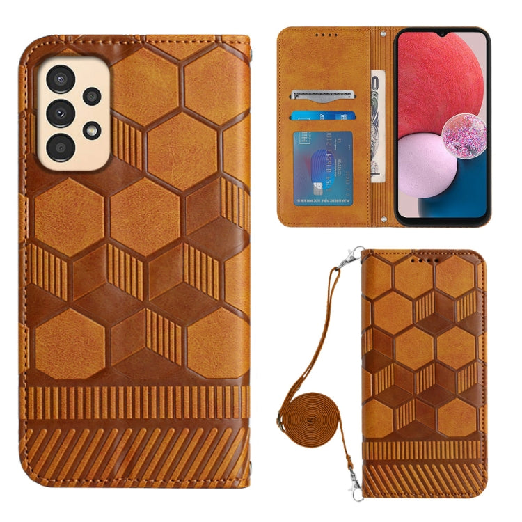 Crossbody Football Texture Magnetic PU Phone Case, For Samsung Galaxy A03 164mm, For Samsung Galaxy A03 166mm, For Samsung Galaxy A03S 164mm India, For Samsung Galaxy A03S 165.8mm US, For Samsung Galaxy A03S 166.5mm EU, For Samsung Galaxy A12 5G/M12/F1...