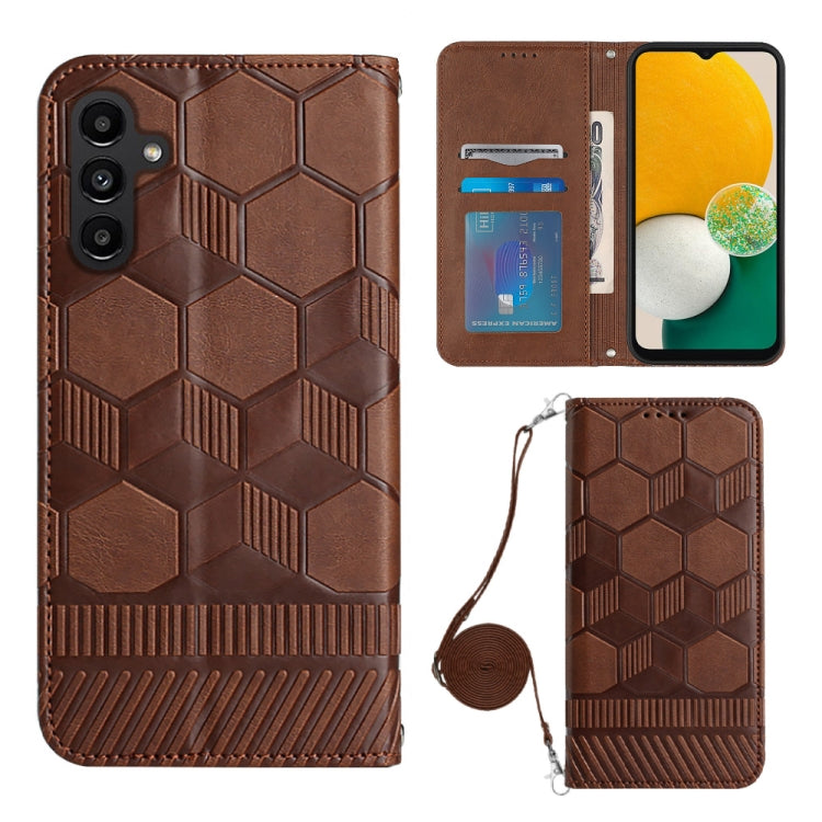 Crossbody Football Texture Magnetic PU Phone Case, For Samsung Galaxy A03 164mm, For Samsung Galaxy A03 166mm, For Samsung Galaxy A03S 164mm India, For Samsung Galaxy A03S 165.8mm US, For Samsung Galaxy A03S 166.5mm EU, For Samsung Galaxy A12 5G/M12/F1...