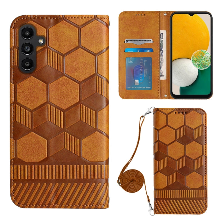 Crossbody Football Texture Magnetic PU Phone Case, For Samsung Galaxy A03 164mm, For Samsung Galaxy A03 166mm, For Samsung Galaxy A03S 164mm India, For Samsung Galaxy A03S 165.8mm US, For Samsung Galaxy A03S 166.5mm EU, For Samsung Galaxy A12 5G/M12/F1...