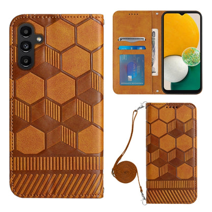 Crossbody Football Texture Magnetic PU Phone Case, For Samsung Galaxy A03 164mm, For Samsung Galaxy A03 166mm, For Samsung Galaxy A03S 164mm India, For Samsung Galaxy A03S 165.8mm US, For Samsung Galaxy A03S 166.5mm EU, For Samsung Galaxy A12 5G/M12/F1...