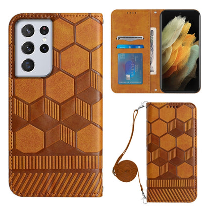 Crossbody Football Texture Magnetic PU Phone Case, For Samsung Galaxy S21 Ultra 5G, For Samsung Galaxy S22 5G, For Samsung Galaxy S22+ 5G, For Samsung Galaxy S22 Ultra 5G