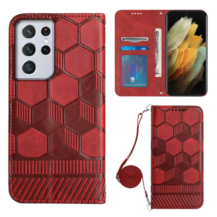 Crossbody Football Texture Magnetic PU Phone Case, For Samsung Galaxy S21 Ultra 5G, For Samsung Galaxy S22 5G, For Samsung Galaxy S22+ 5G, For Samsung Galaxy S22 Ultra 5G