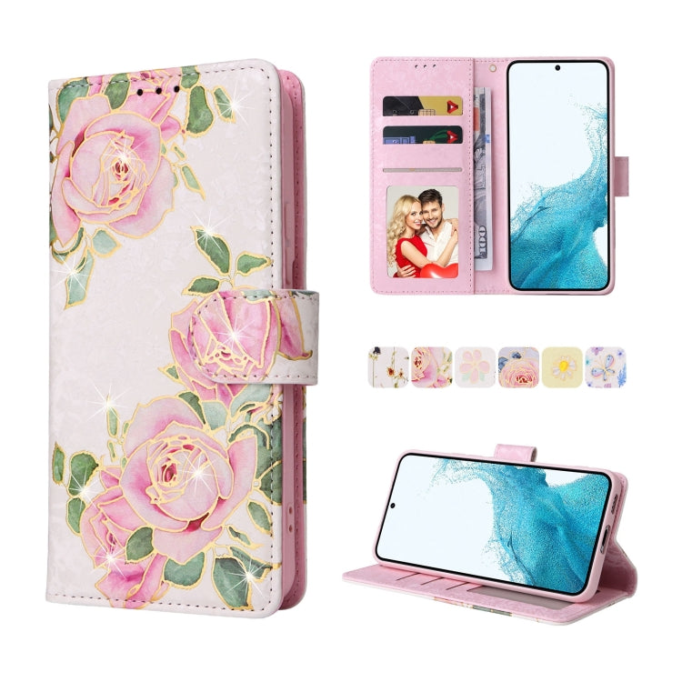 Bronzing Painting RFID Leather Case, For Samsung Galaxy S22 Ultra, For Samsung Galaxy S22 Plus, For Samsung Galaxy S22, For Samsung Galaxy S21 Ultra, For Samsung Galaxy S21 Plus, For Samsung Galaxy S21 FE 5G, For Samsung Galaxy S21 5G                  ...