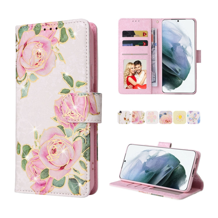 Bronzing Painting RFID Leather Case, For Samsung Galaxy S22 Ultra, For Samsung Galaxy S22 Plus, For Samsung Galaxy S22, For Samsung Galaxy S21 Ultra, For Samsung Galaxy S21 Plus, For Samsung Galaxy S21 FE 5G, For Samsung Galaxy S21 5G                  ...