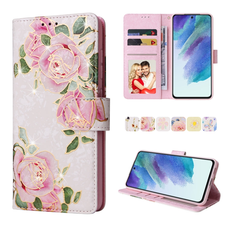 Bronzing Painting RFID Leather Case, For Samsung Galaxy S22 Ultra, For Samsung Galaxy S22 Plus, For Samsung Galaxy S22, For Samsung Galaxy S21 Ultra, For Samsung Galaxy S21 Plus, For Samsung Galaxy S21 FE 5G, For Samsung Galaxy S21 5G                  ...