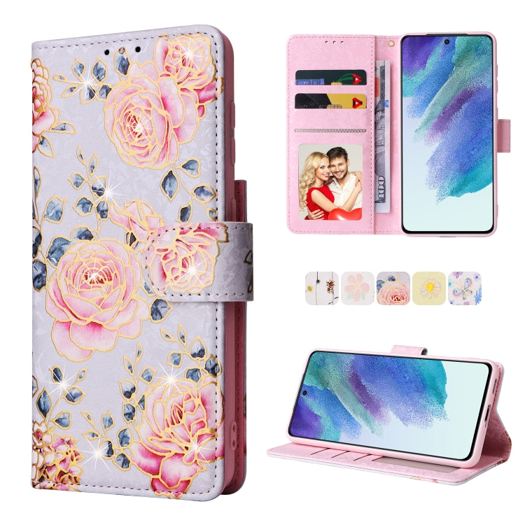Bronzing Painting RFID Leather Case, For Samsung Galaxy S22 Ultra, For Samsung Galaxy S22 Plus, For Samsung Galaxy S22, For Samsung Galaxy S21 Ultra, For Samsung Galaxy S21 Plus, For Samsung Galaxy S21 FE 5G, For Samsung Galaxy S21 5G                  ...