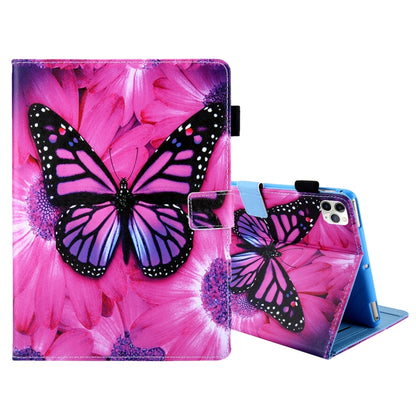 For iPad Pro 11 (2020) & (2018) Painted Pattern Tablet PC Protective Leather Case with Bracket & Card Slot & Photo Holder, Elephant Rabbit, Blue Pink Pineapple, Red Flower Pink Butterfly, Rose Flower, Red Flower Blue Butterfly, Pear Flower             ...