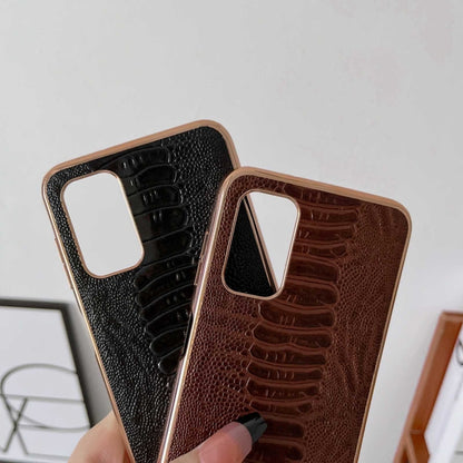 Genuine Leather Weilai Series Nano Electroplating Phone Case, For Samsung Galaxy A13 4G, For Samsung Galaxy A23 4G, For Samsung Galaxy A23 5G, For Samsung Galaxy A33 5G, For Samsung Galaxy A53 5G, For Samsung Galaxy A73 5G, For Samsung Galaxy S22 Ultra 5G