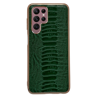 Genuine Leather Weilai Series Nano Electroplating Phone Case, For Samsung Galaxy A13 4G, For Samsung Galaxy A23 4G, For Samsung Galaxy A23 5G, For Samsung Galaxy A33 5G, For Samsung Galaxy A53 5G, For Samsung Galaxy A73 5G, For Samsung Galaxy S22 Ultra 5G