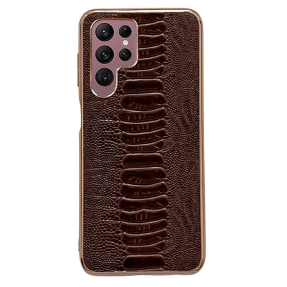 Genuine Leather Weilai Series Nano Electroplating Phone Case, For Samsung Galaxy A13 4G, For Samsung Galaxy A23 4G, For Samsung Galaxy A23 5G, For Samsung Galaxy A33 5G, For Samsung Galaxy A53 5G, For Samsung Galaxy A73 5G, For Samsung Galaxy S22 Ultra 5G