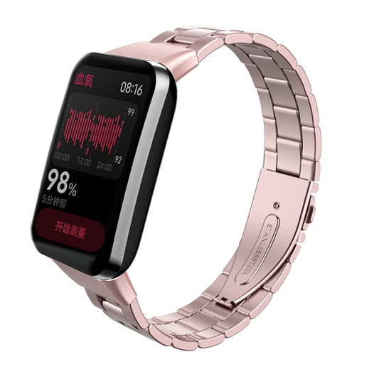 Three-bead Flat Buckle Stainless Steel Watch Band, For Xiaomi Mi Band 7 Pro