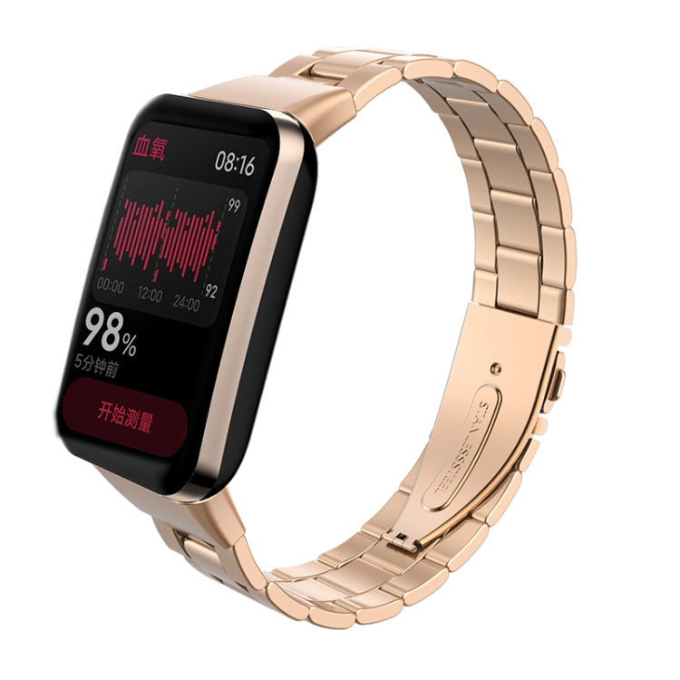 Three-bead Flat Buckle Stainless Steel Watch Band, For Xiaomi Mi Band 7 Pro