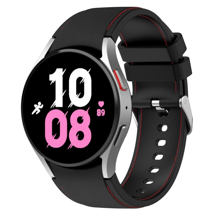Universal Leather Texture Silicone Watch Band, For Samsung Galaxy Watch5 / Watch5 Pro /  Watch4