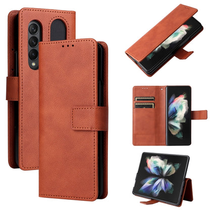 Lambskin Flip Leather Phone Case with Pen Slot, For Samsung Galaxy Z Fold4