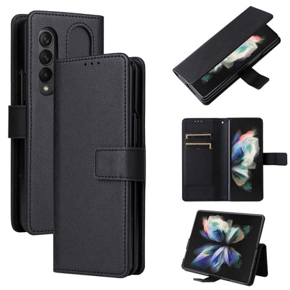 Lambskin Flip Leather Phone Case with Pen Slot, For Samsung Galaxy Z Fold4
