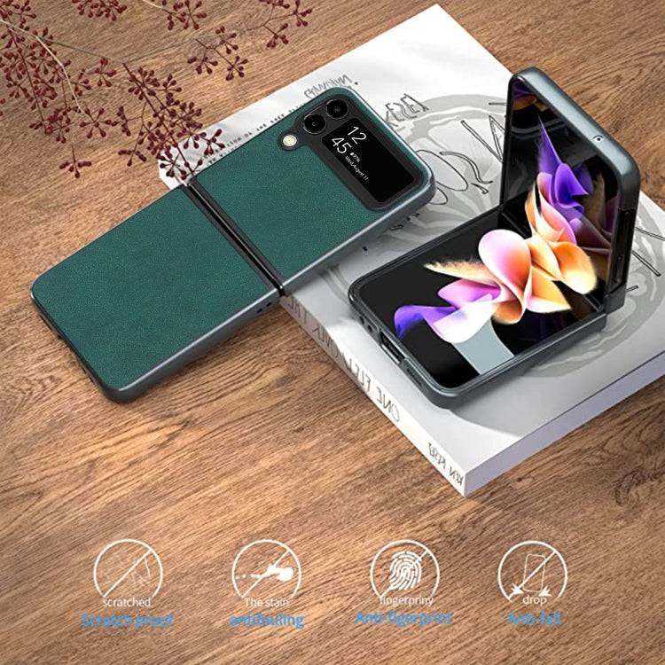 Lambskin Texture Leather Folded Phone Case, For Samsung Galaxy Z Flip4, For Samsung Galaxy Z Flip3 5G