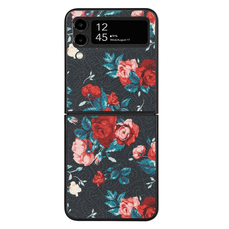 Flowers Pattern Leather Folded Phone Case, For Samsung Galaxy Z Flip4, For Samsung Galaxy Z Flip3 5G