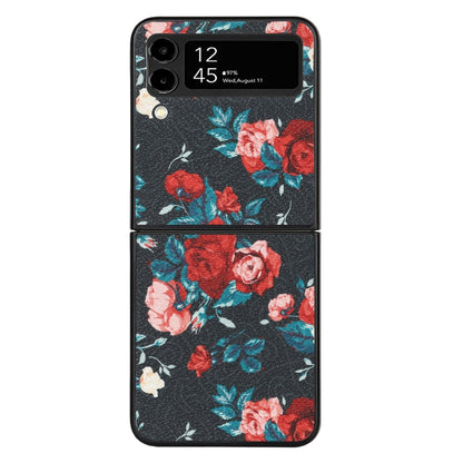 Flowers Pattern Leather Folded Phone Case, For Samsung Galaxy Z Flip4, For Samsung Galaxy Z Flip3 5G