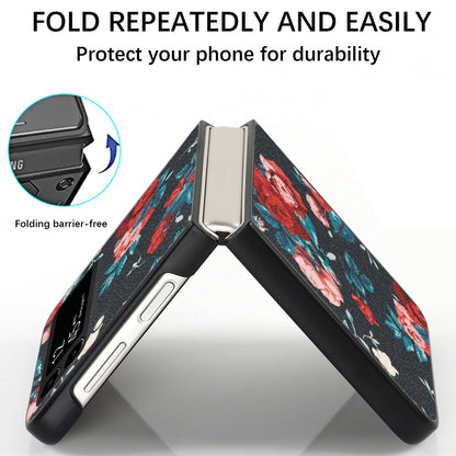 Flowers Pattern Leather Folded Phone Case, For Samsung Galaxy Z Flip4, For Samsung Galaxy Z Flip3 5G